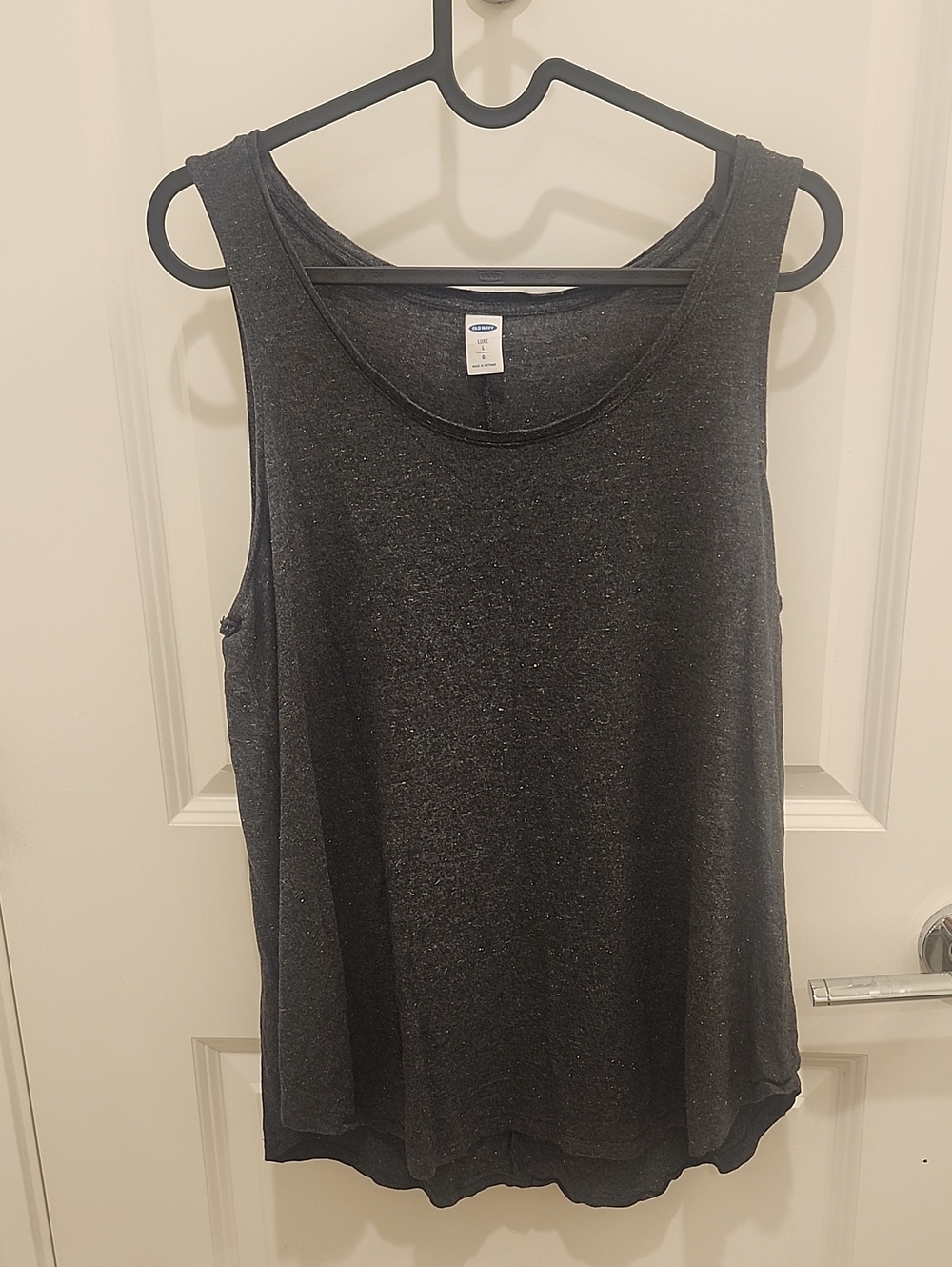 Old Navy Women's Luxe Dark Grey Scoop Neck Tank w/ Glitter Size Large